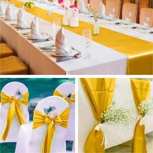 Unbranded Satin Table Runner Set 10 12x108 Gold Good Shimmering Elegant Decor